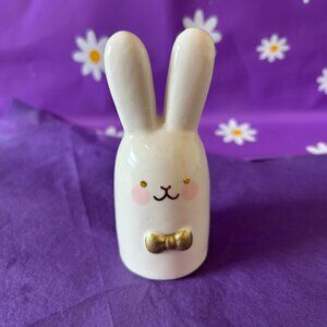 White Bunny Figurine with Gold Bow (NWOT)